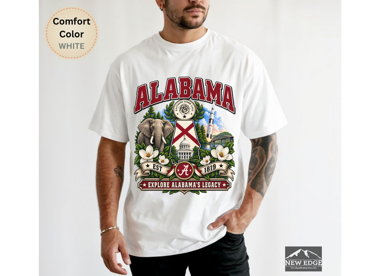 Alabama Southern Charm Comfort Colors T-Shirt, Vintage State Landmark Heritage Tee, Alabama State Pride Shirt