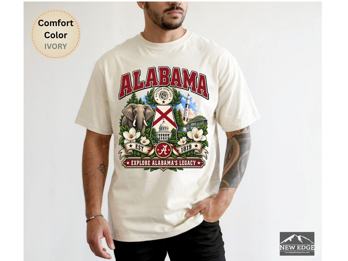 Alabama Southern Charm Comfort Colors T-Shirt, Vintage State Landmark Heritage Tee, Alabama State Pride Shirt