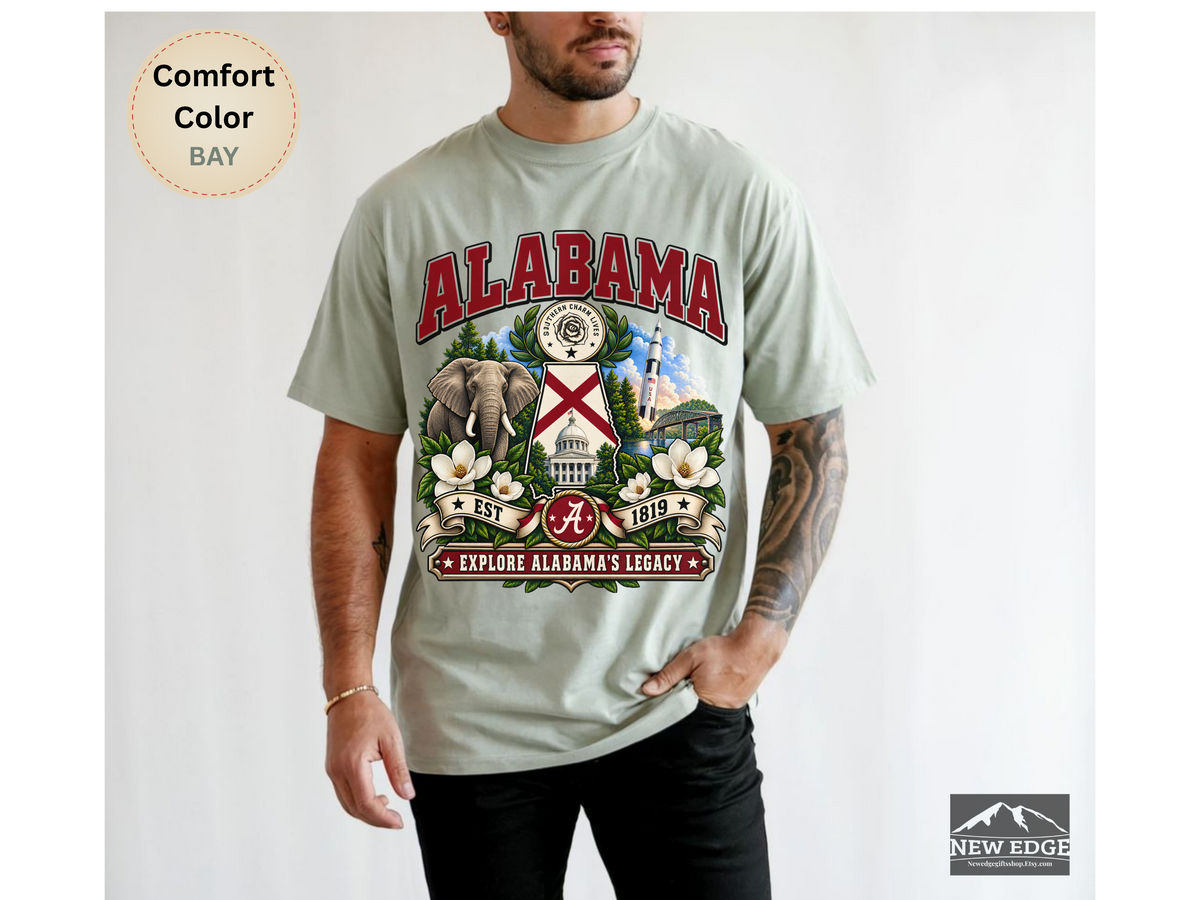 Alabama Southern Charm Comfort Colors T-Shirt, Vintage State Landmark Heritage Tee, Alabama State Pride Shirt