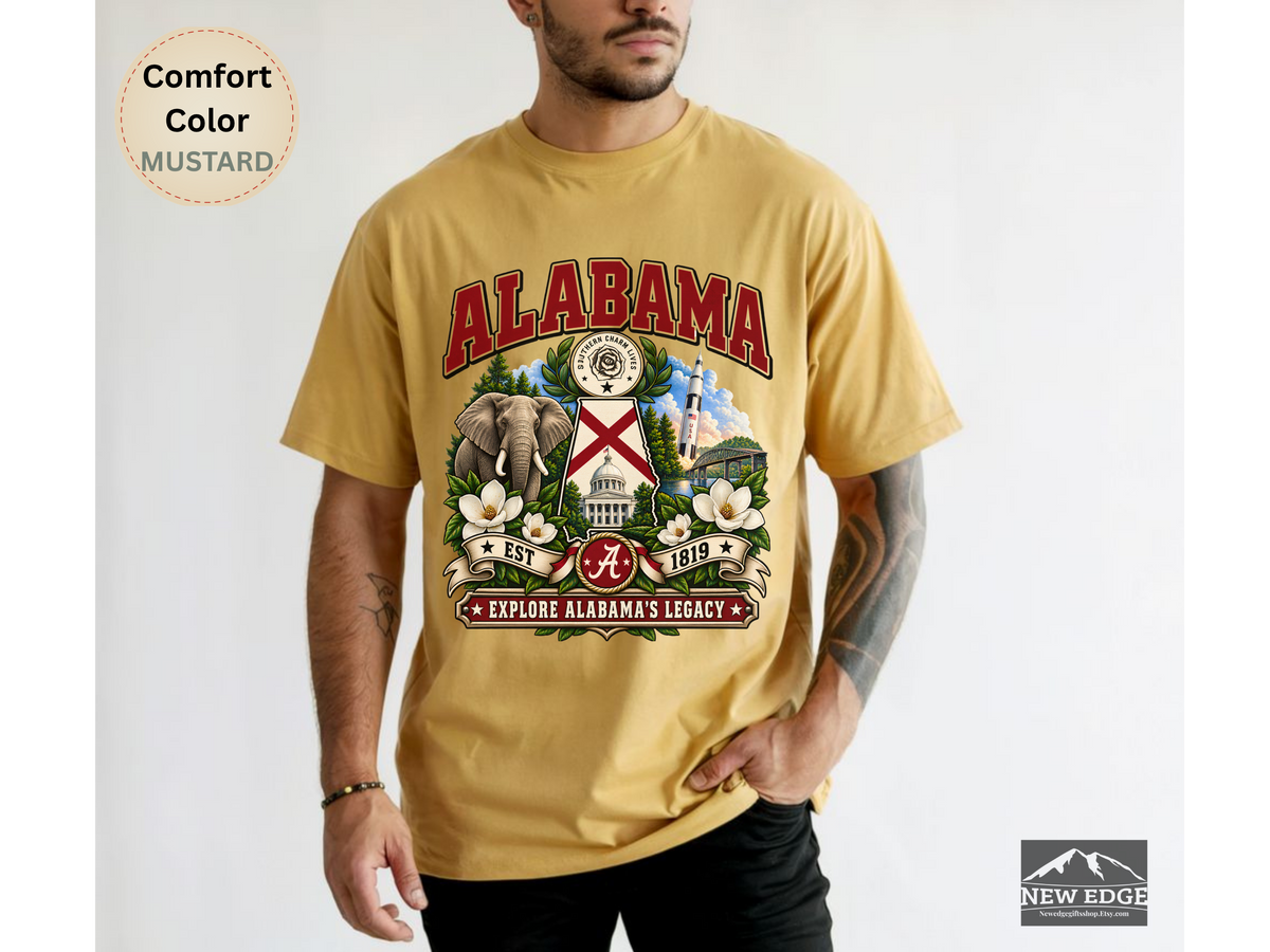 Alabama Southern Charm Comfort Colors T-Shirt, Vintage State Landmark Heritage Tee, Alabama State Pride Shirt