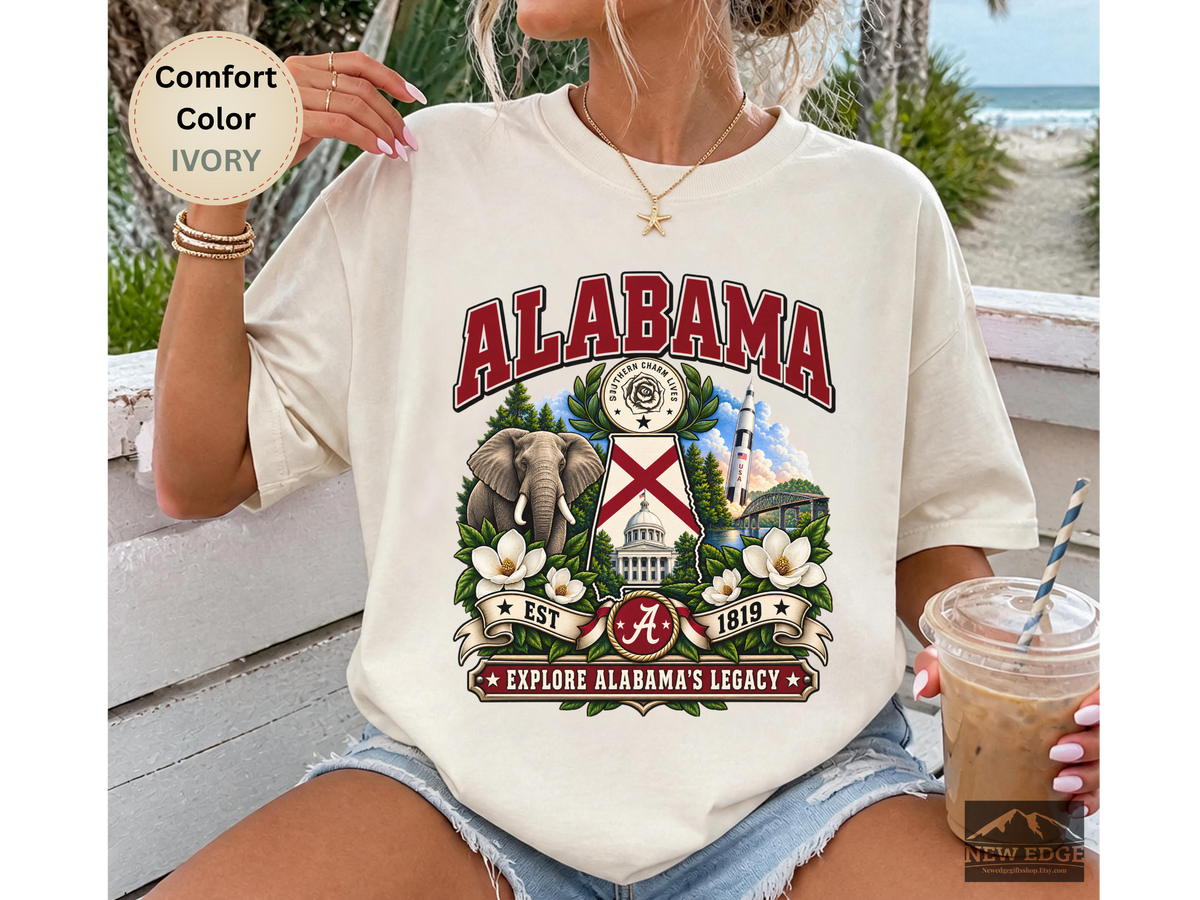 Alabama Southern Charm Comfort Colors T-Shirt, Vintage State Landmark Heritage Tee, Alabama State Pride Shirt