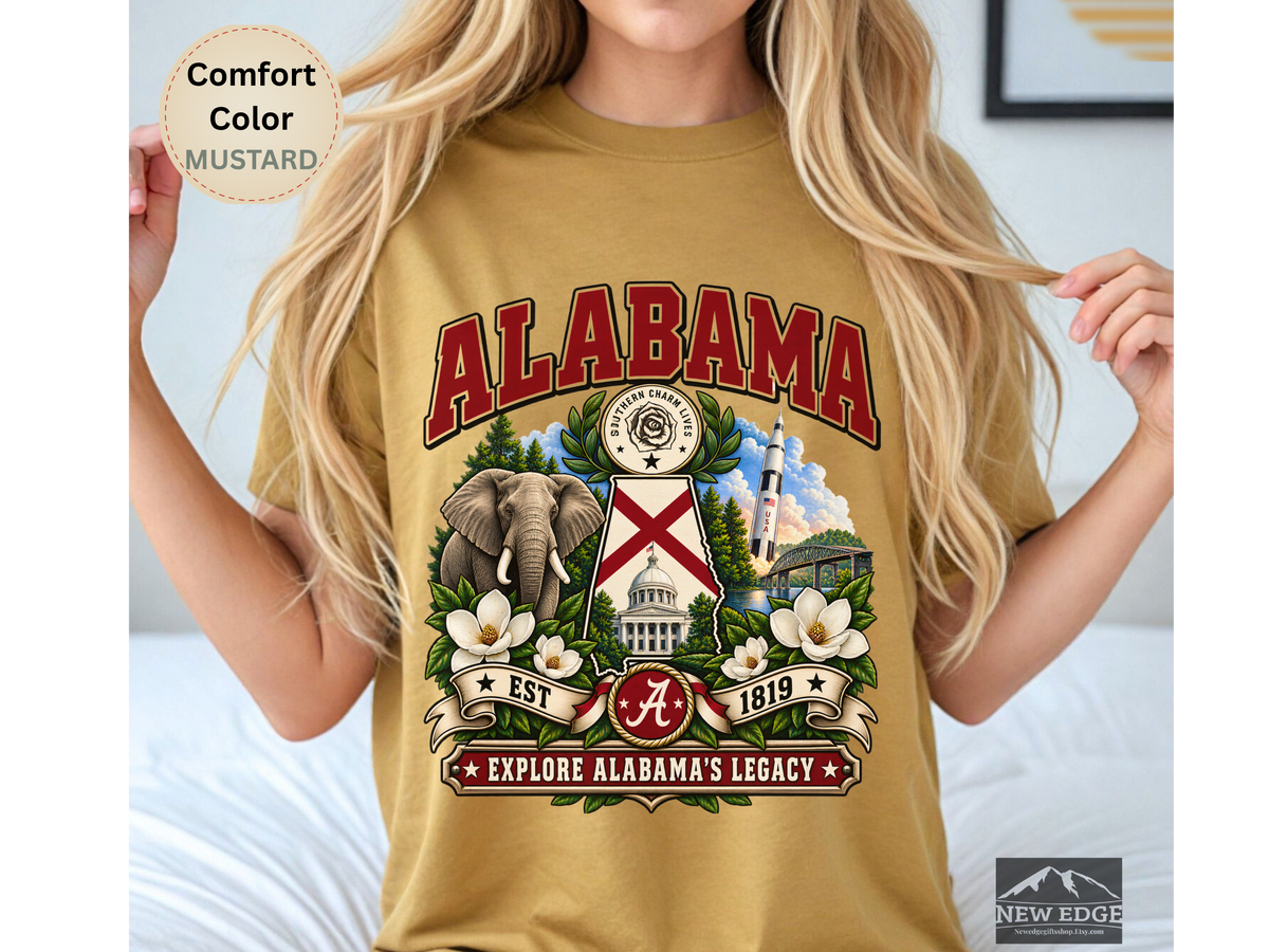 Alabama Southern Charm Comfort Colors T-Shirt, Vintage State Landmark Heritage Tee, Alabama State Pride Shirt