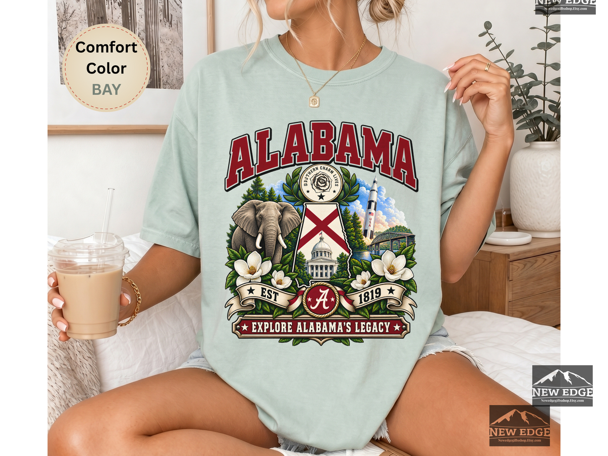Alabama Southern Charm Comfort Colors T-Shirt, Vintage State Landmark Heritage Tee, Alabama State Pride Shirt
