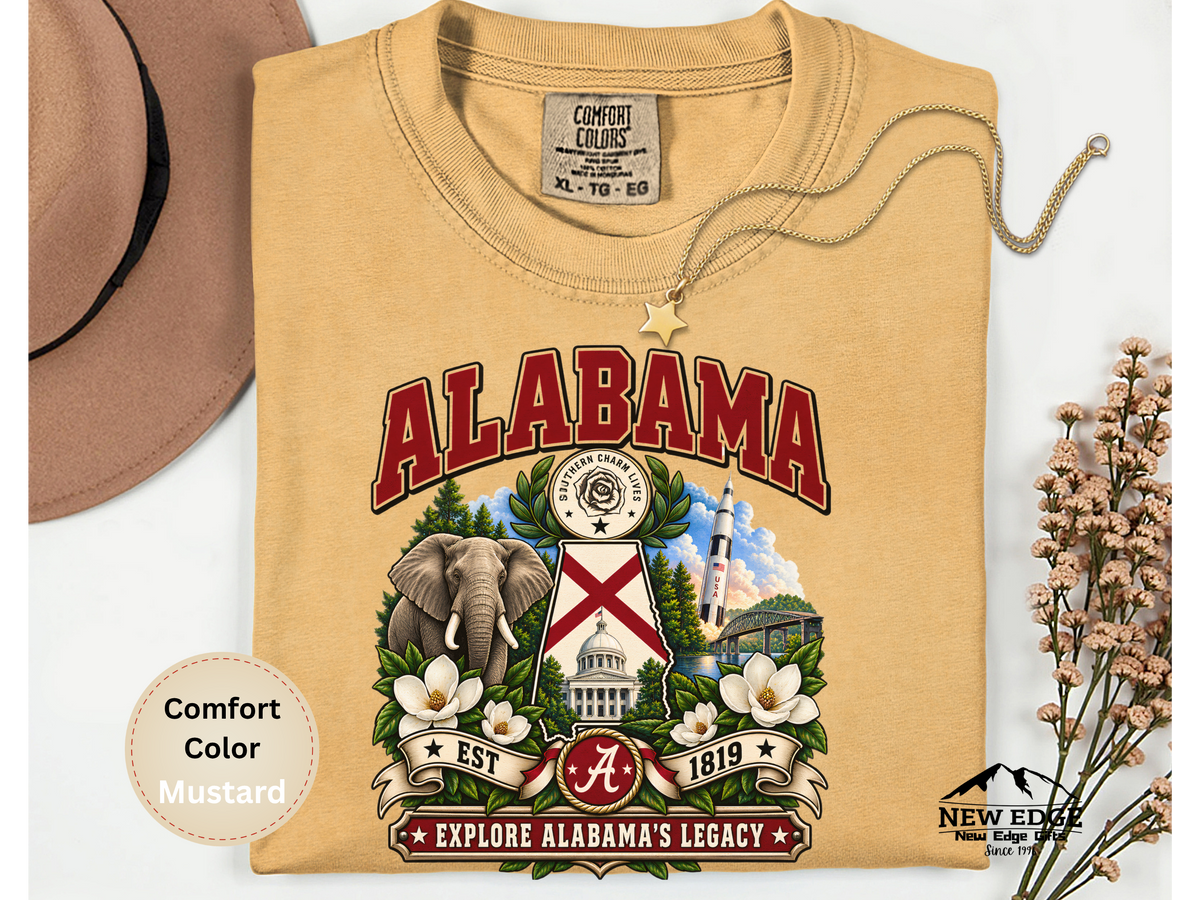 Alabama Southern Charm Comfort Colors T-Shirt, Vintage State Landmark Heritage Tee, Alabama State Pride Shirt