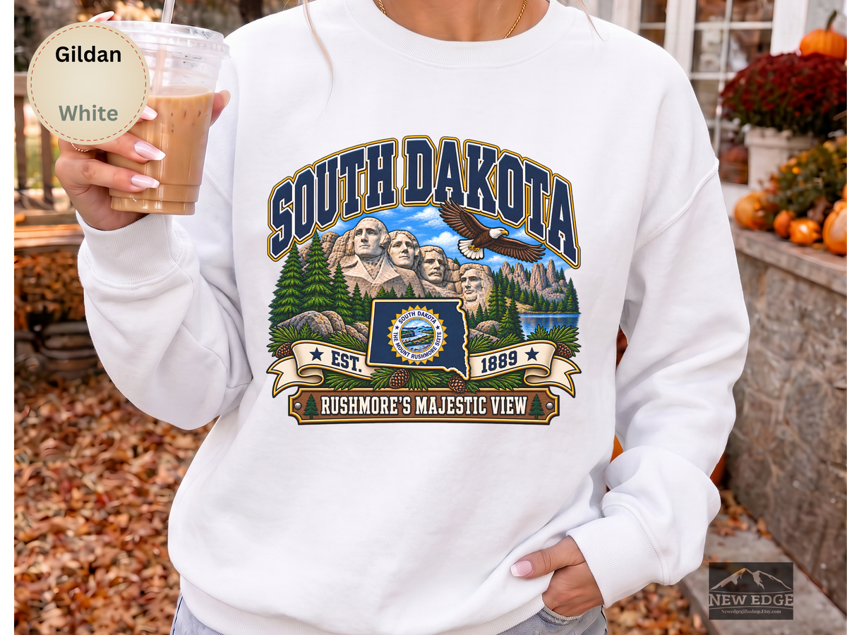 North Dakota Prairie Sweatshirt, Legendary Badlands Bison Wheat Fields Vintage State Pride Gildan 18000 Crewneck