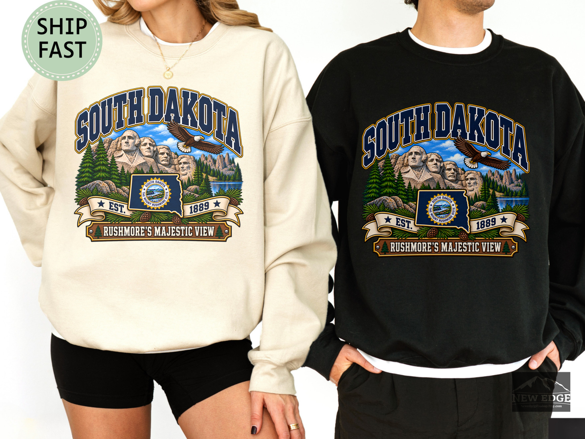 North Dakota Prairie Sweatshirt, Legendary Badlands Bison Wheat Fields Vintage State Pride Gildan 18000 Crewneck