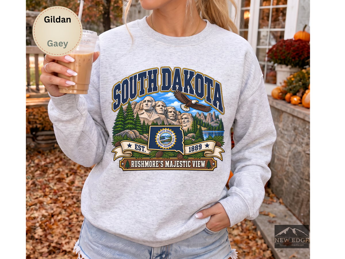 North Dakota Prairie Sweatshirt, Legendary Badlands Bison Wheat Fields Vintage State Pride Gildan 18000 Crewneck