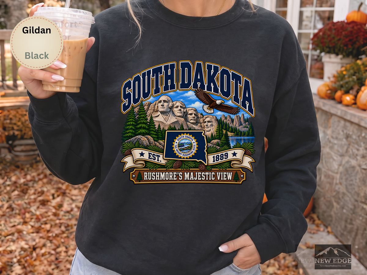 North Dakota Prairie Sweatshirt, Legendary Badlands Bison Wheat Fields Vintage State Pride Gildan 18000 Crewneck