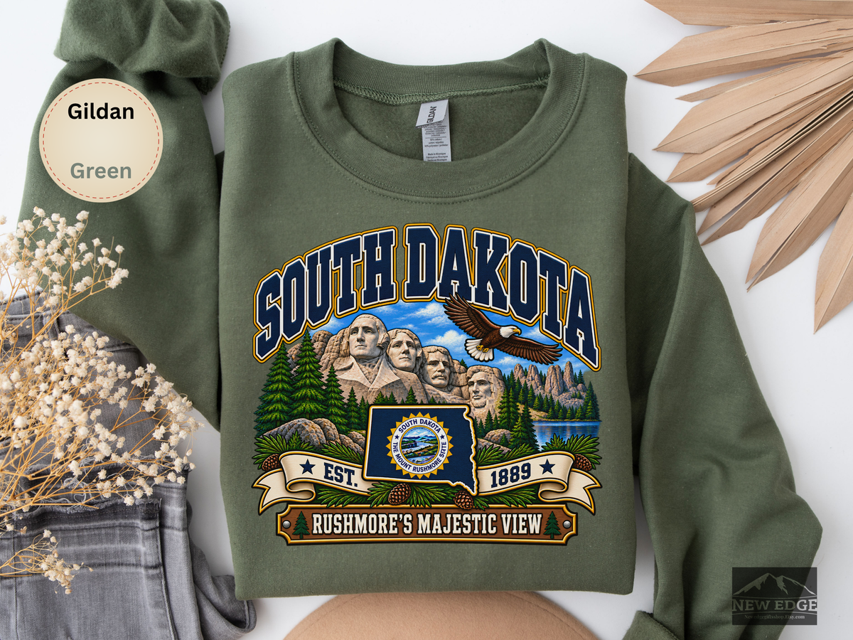 North Dakota Prairie Sweatshirt, Legendary Badlands Bison Wheat Fields Vintage State Pride Gildan 18000 Crewneck
