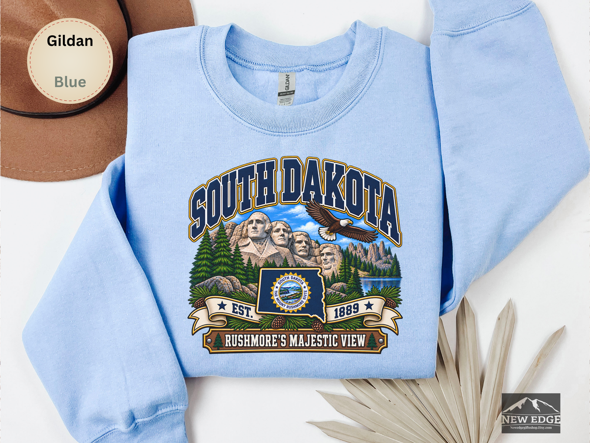 North Dakota Prairie Sweatshirt, Legendary Badlands Bison Wheat Fields Vintage State Pride Gildan 18000 Crewneck
