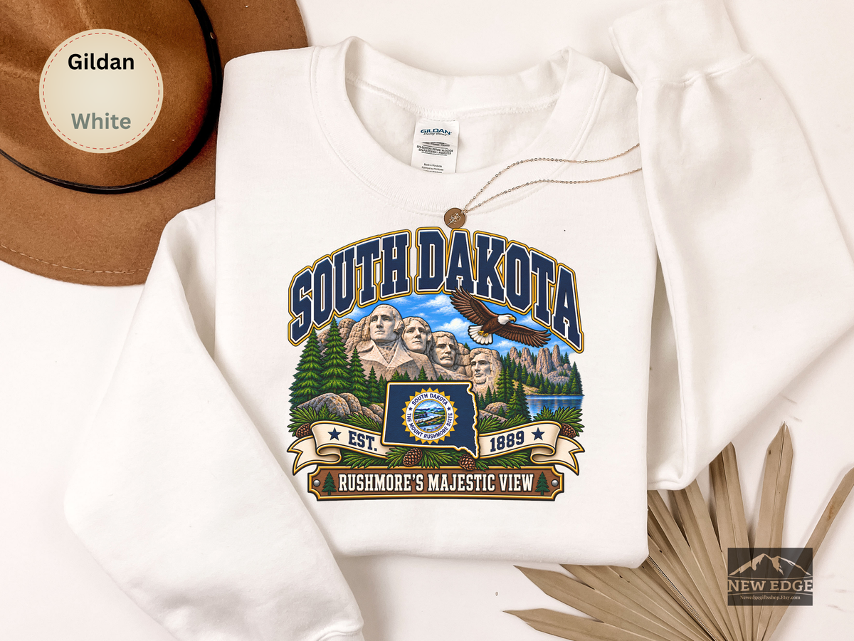 North Dakota Prairie Sweatshirt, Legendary Badlands Bison Wheat Fields Vintage State Pride Gildan 18000 Crewneck