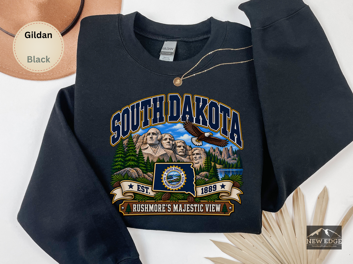 North Dakota Prairie Sweatshirt, Legendary Badlands Bison Wheat Fields Vintage State Pride Gildan 18000 Crewneck