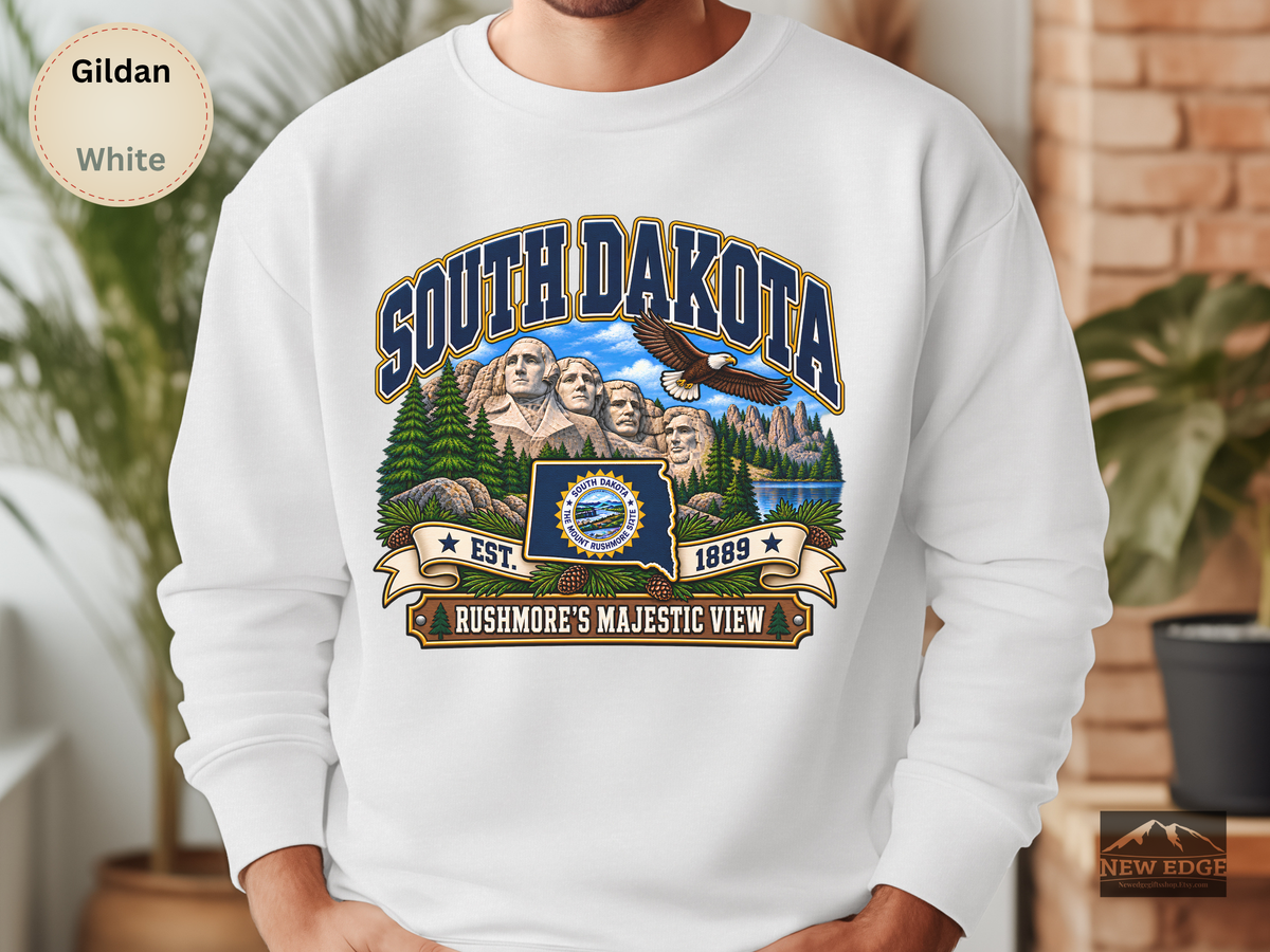North Dakota Prairie Sweatshirt, Legendary Badlands Bison Wheat Fields Vintage State Pride Gildan 18000 Crewneck
