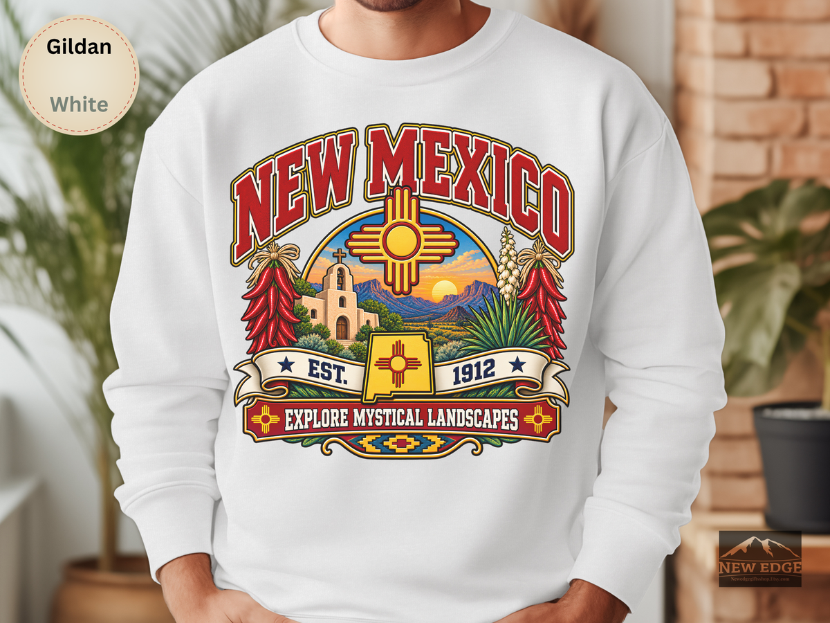 New Mexico Desert Landscape Sweatshirt, Explore Mystical Landscapes Vintage Southwest Gildan 18000 Crewneck