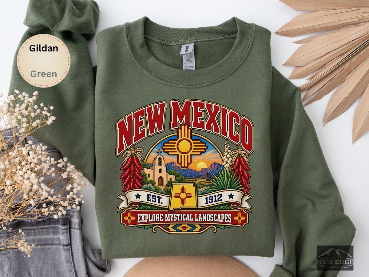 New Mexico Desert Landscape Sweatshirt, Explore Mystical Landscapes Vintage Southwest Gildan 18000 Crewneck
