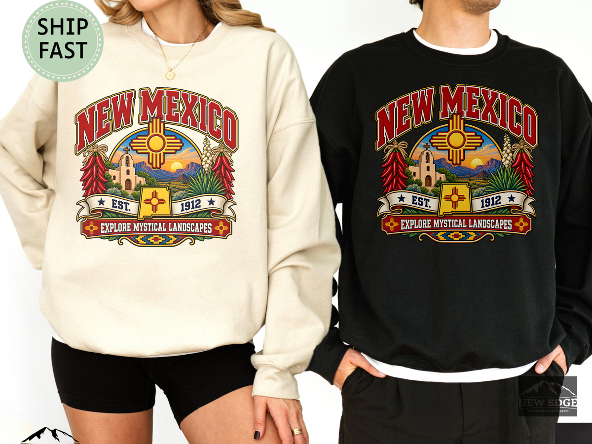 New Mexico Desert Landscape Sweatshirt, Explore Mystical Landscapes Vintage Southwest Gildan 18000 Crewneck
