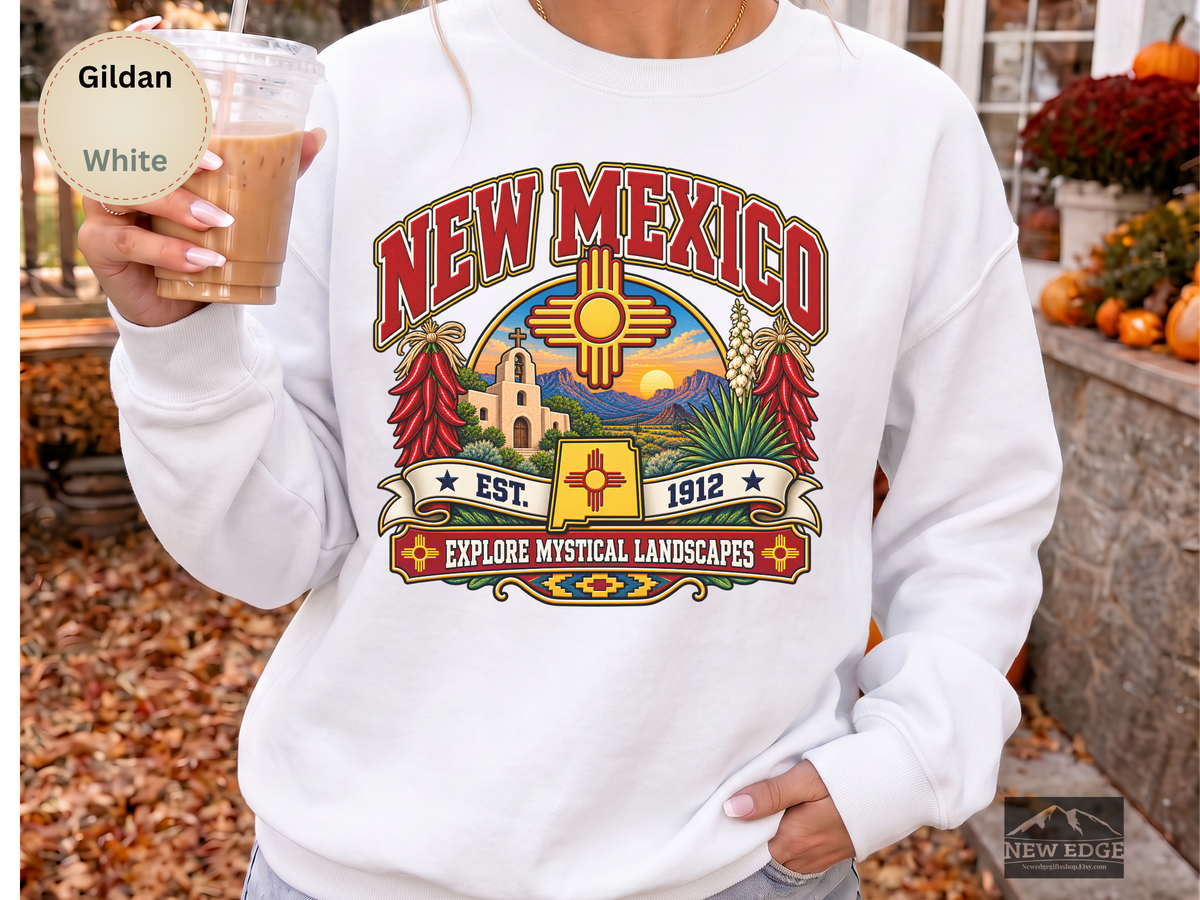 New Mexico Desert Landscape Sweatshirt, Explore Mystical Landscapes Vintage Southwest Gildan 18000 Crewneck