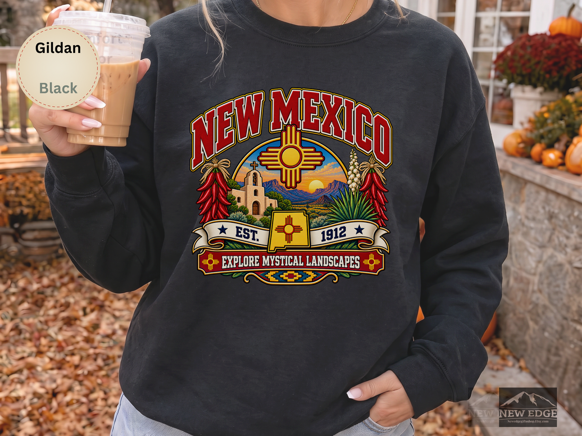 New Mexico Desert Landscape Sweatshirt, Explore Mystical Landscapes Vintage Southwest Gildan 18000 Crewneck