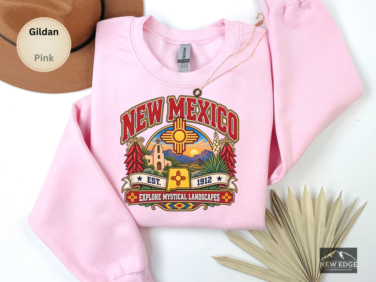 New Mexico Desert Landscape Sweatshirt, Explore Mystical Landscapes Vintage Southwest Gildan 18000 Crewneck