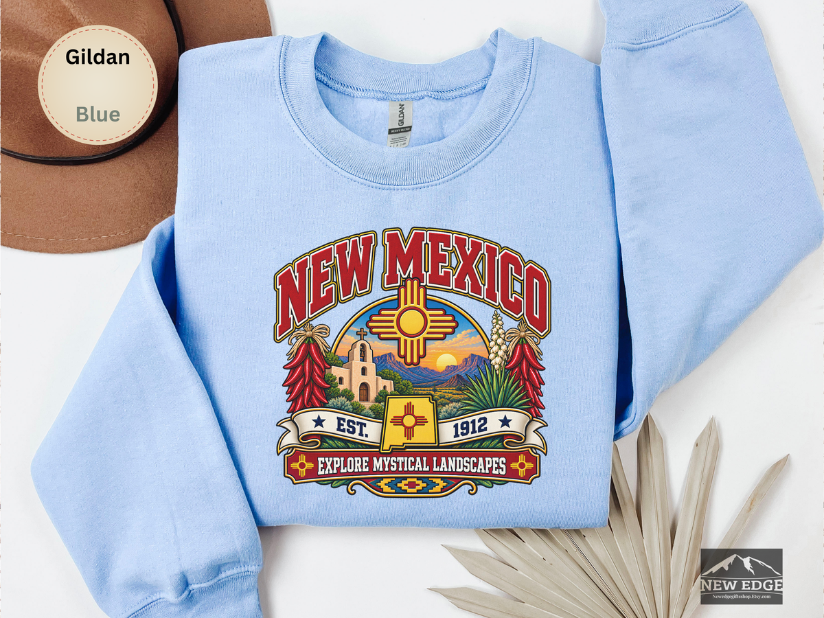 New Mexico Desert Landscape Sweatshirt, Explore Mystical Landscapes Vintage Southwest Gildan 18000 Crewneck