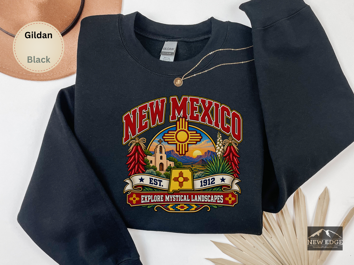 New Mexico Desert Landscape Sweatshirt, Explore Mystical Landscapes Vintage Southwest Gildan 18000 Crewneck