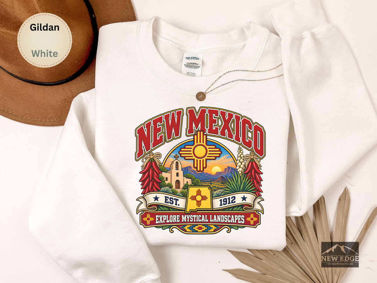 New Mexico Desert Landscape Sweatshirt, Explore Mystical Landscapes Vintage Southwest Gildan 18000 Crewneck
