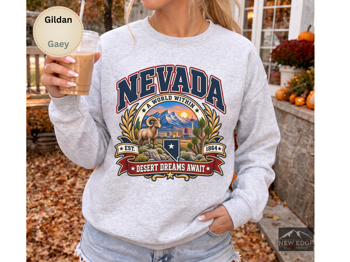 Nevada Desert Dreams Sweatshirt, Vintage Nevada State Pride Gildan 18000, Desert Southwest Crewneck