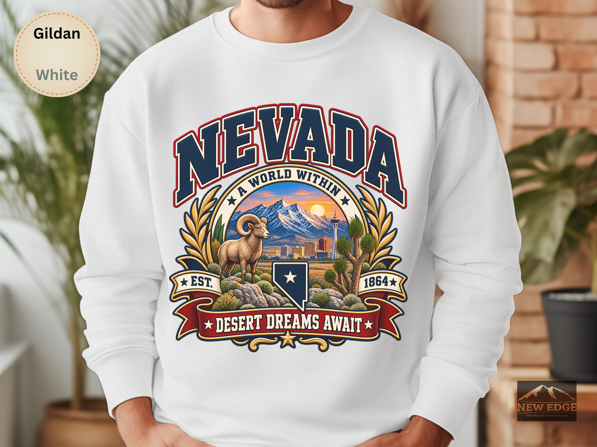 Nevada Desert Dreams Sweatshirt, Vintage Nevada State Pride Gildan 18000, Desert Southwest Crewneck