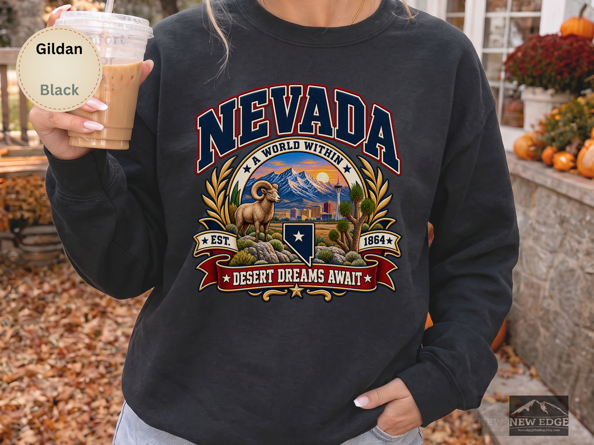 Nevada Desert Dreams Sweatshirt, Vintage Nevada State Pride Gildan 18000, Desert Southwest Crewneck