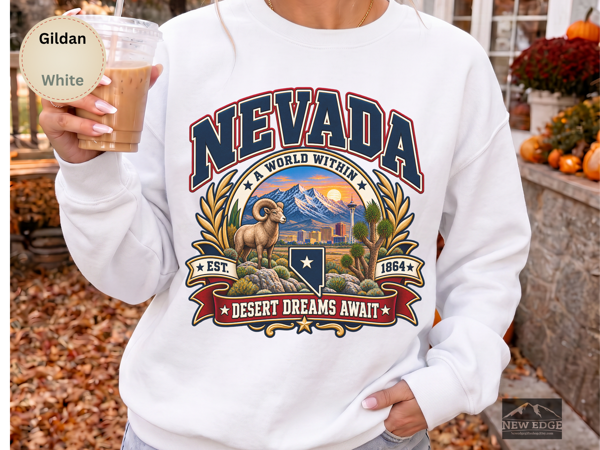Nevada Desert Dreams Sweatshirt, Vintage Nevada State Pride Gildan 18000, Desert Southwest Crewneck