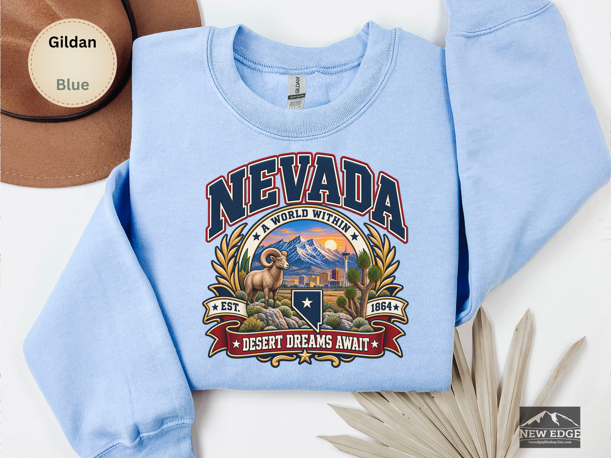 Nevada Desert Dreams Sweatshirt, Vintage Nevada State Pride Gildan 18000, Desert Southwest Crewneck