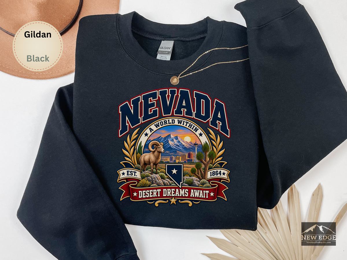 Nevada Desert Dreams Sweatshirt, Vintage Nevada State Pride Gildan 18000, Desert Southwest Crewneck