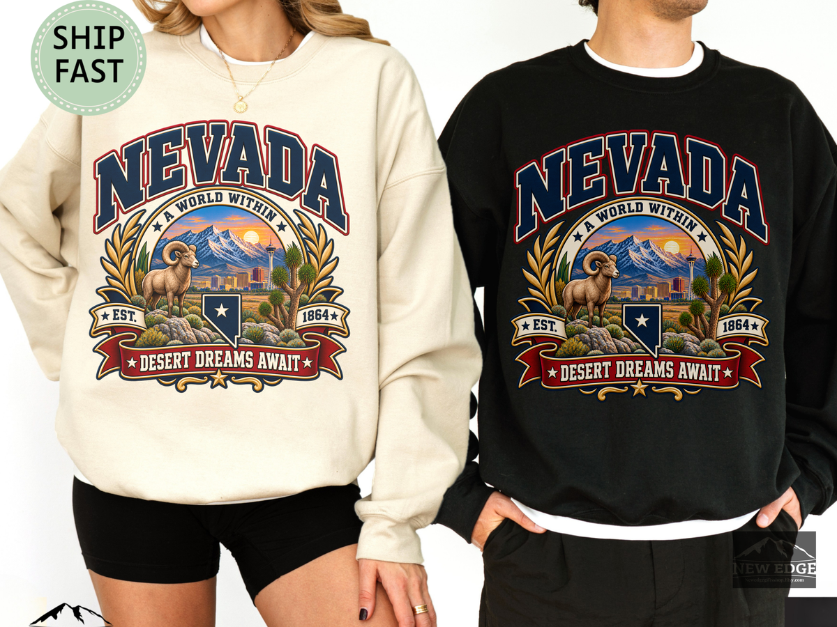 Nevada Desert Dreams Sweatshirt, Vintage Nevada State Pride Gildan 18000, Desert Southwest Crewneck