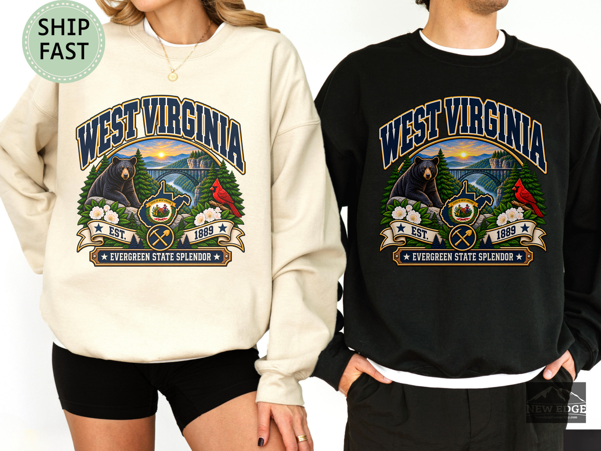 West Virginia Mountain State Sweatshirt, Scenic Appalachian Gildan 18000 Crewneck, Vintage State Pride Gift