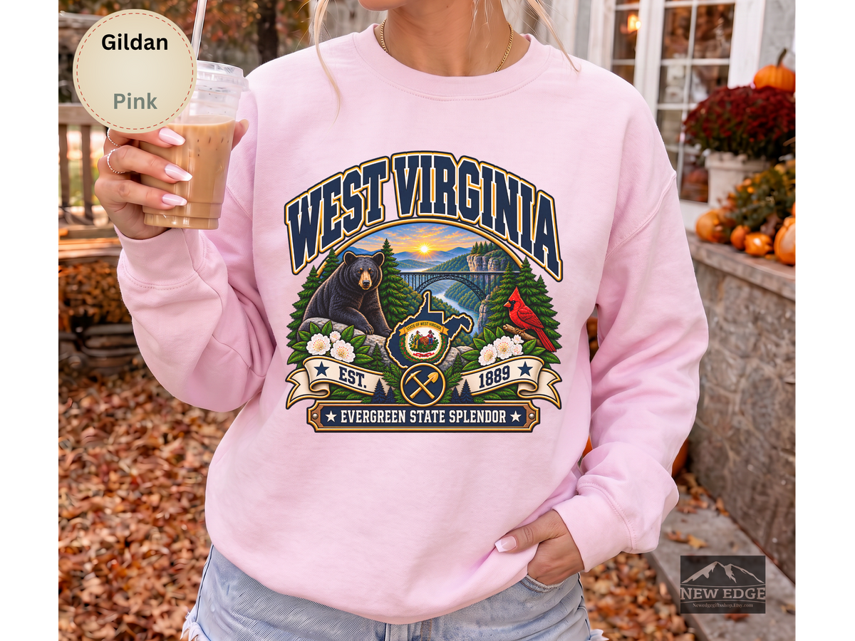 West Virginia Mountain State Sweatshirt, Scenic Appalachian Gildan 18000 Crewneck, Vintage State Pride Gift