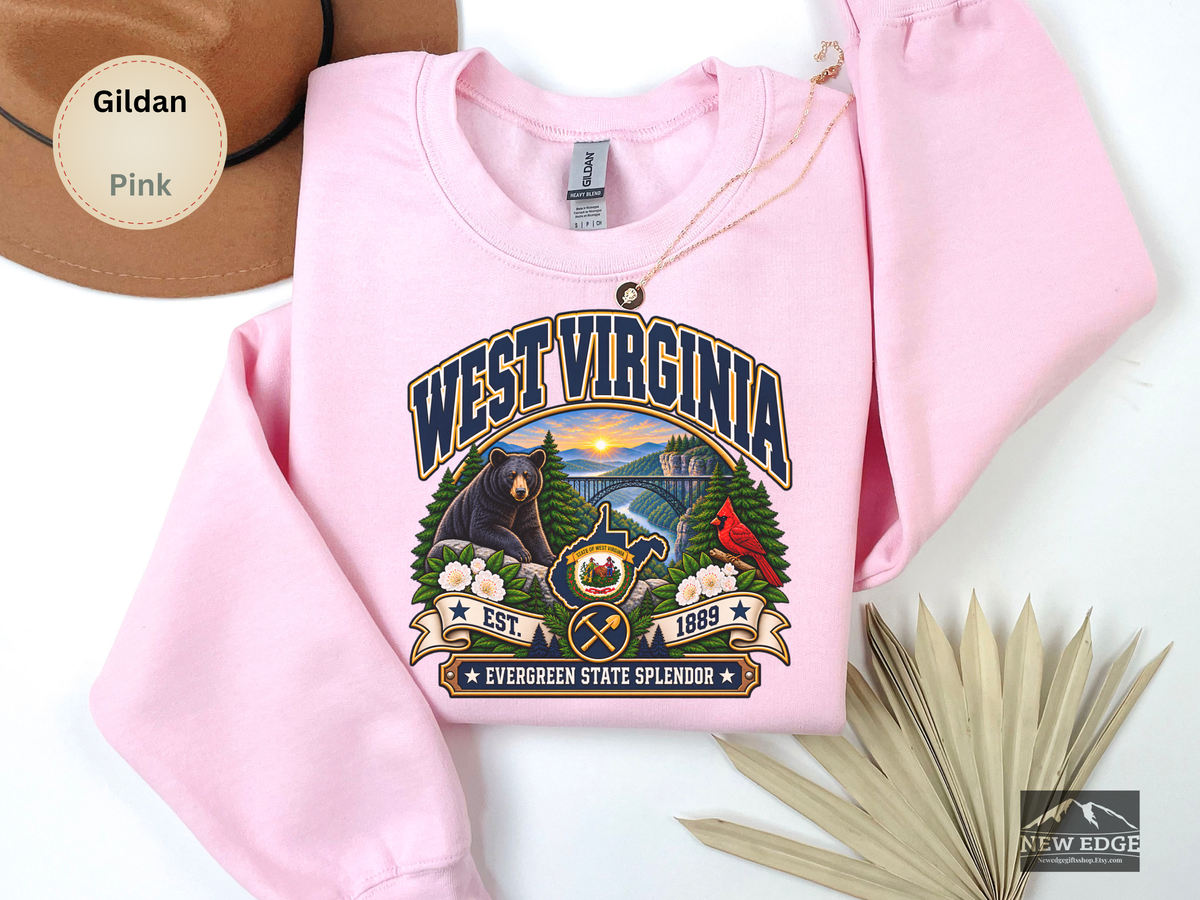 West Virginia Mountain State Sweatshirt, Scenic Appalachian Gildan 18000 Crewneck, Vintage State Pride Gift
