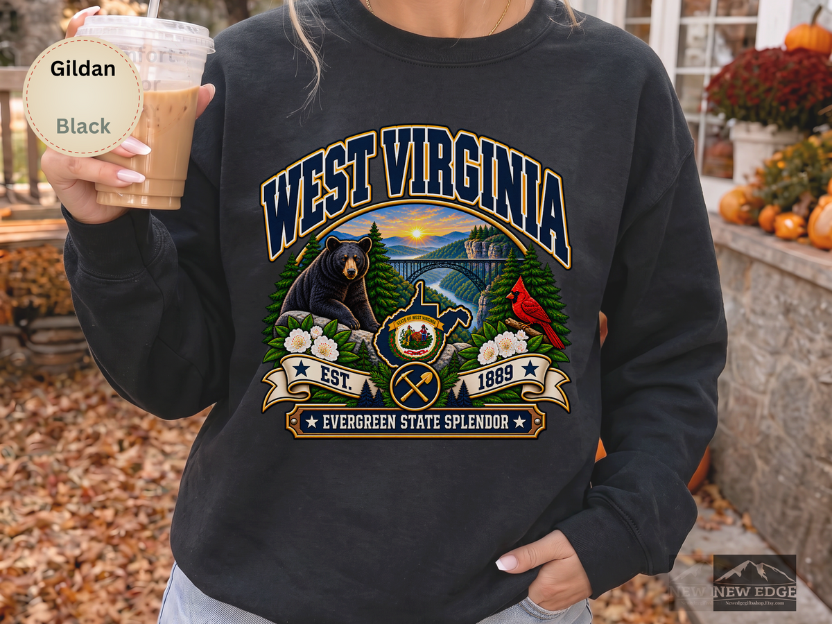 West Virginia Mountain State Sweatshirt, Scenic Appalachian Gildan 18000 Crewneck, Vintage State Pride Gift