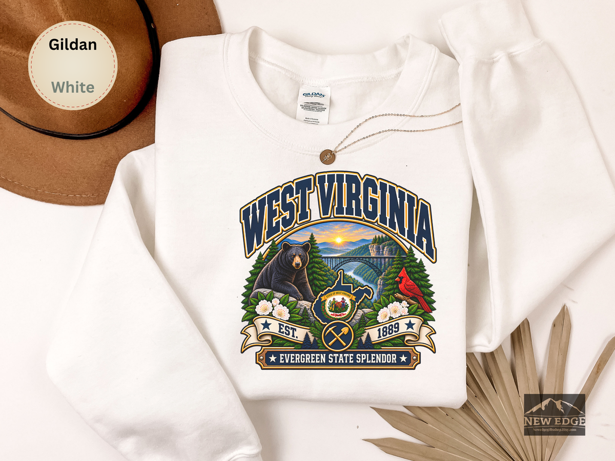 West Virginia Mountain State Sweatshirt, Scenic Appalachian Gildan 18000 Crewneck, Vintage State Pride Gift