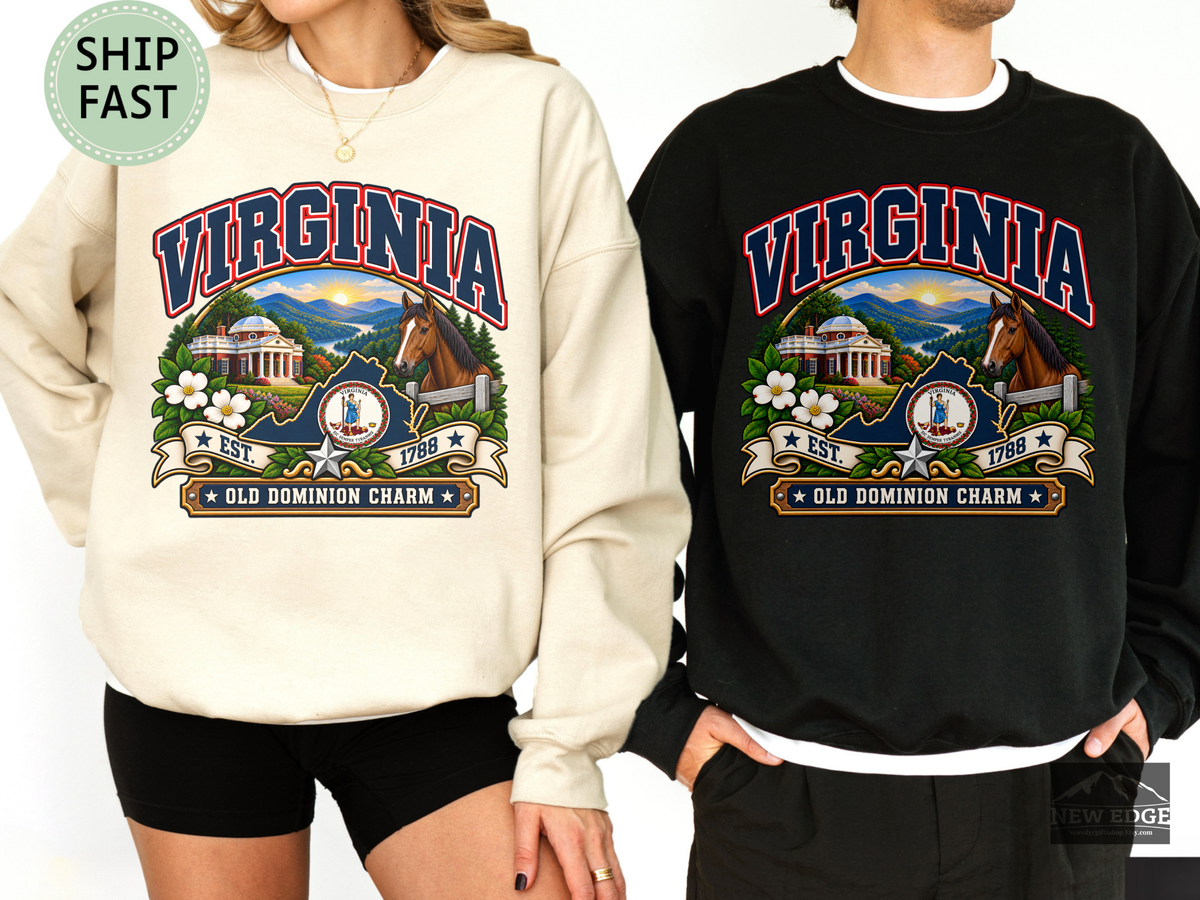 Virginia Old Dominion Sweatshirt, Vintage State Pride Gildan 18000 Crewneck, Scenic Virginia Heritage Gift
