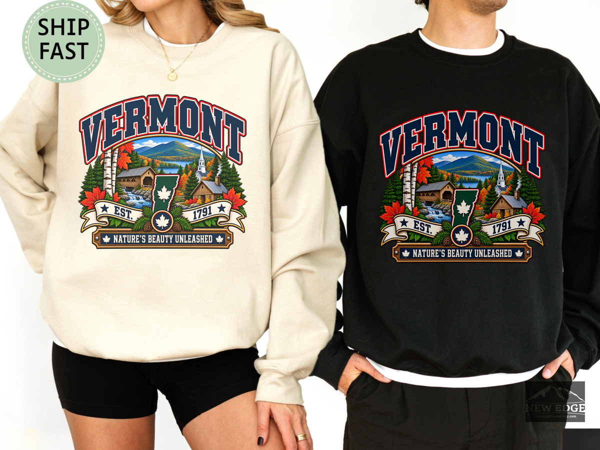 Vermont State Sweatshirt, Natures Beauty Unleashed Gildan 18000 Crewneck, Vintage New England Mountain Pride