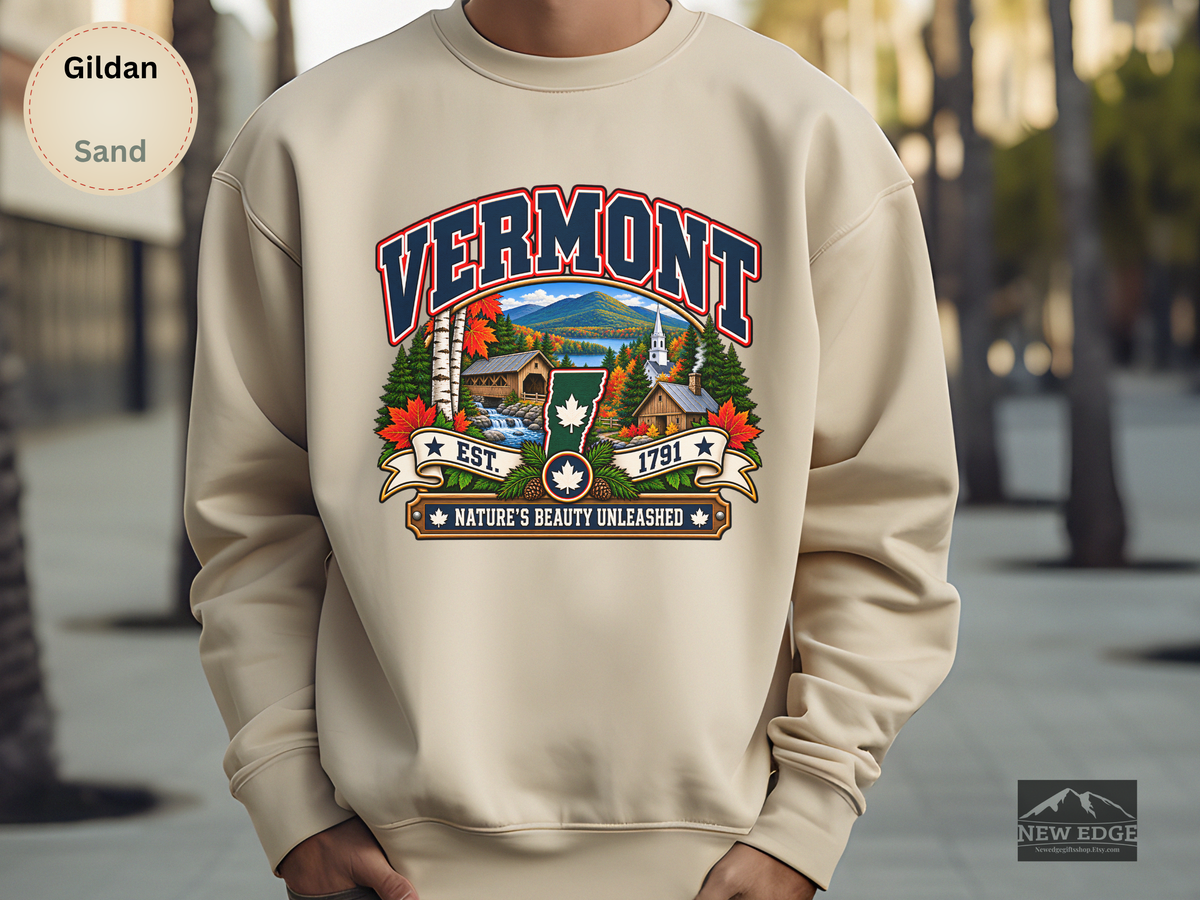 Vermont State Sweatshirt, Natures Beauty Unleashed Gildan 18000 Crewneck, Vintage New England Mountain Pride