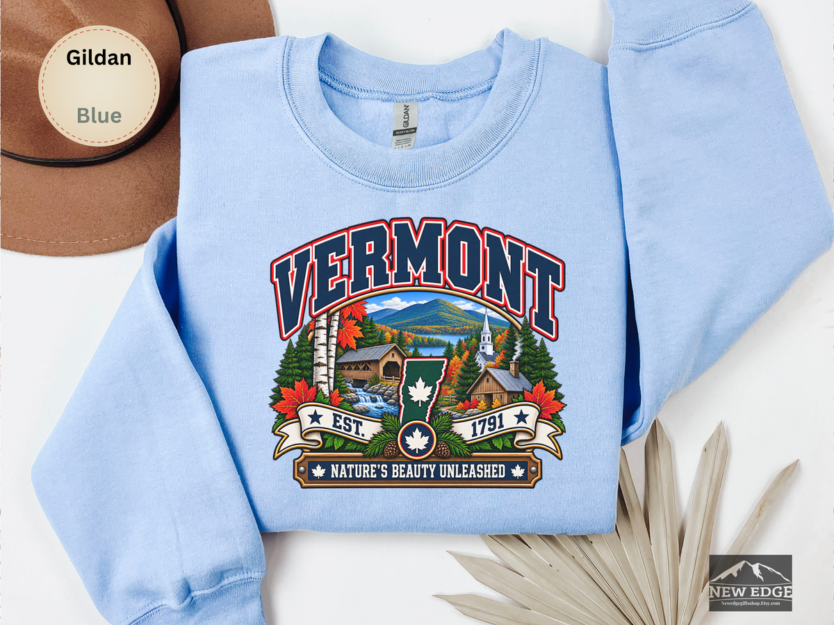 Vermont State Sweatshirt, Natures Beauty Unleashed Gildan 18000 Crewneck, Vintage New England Mountain Pride