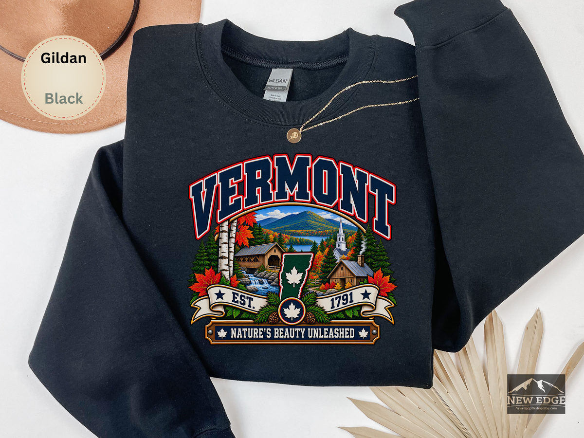 Vermont State Sweatshirt, Natures Beauty Unleashed Gildan 18000 Crewneck, Vintage New England Mountain Pride