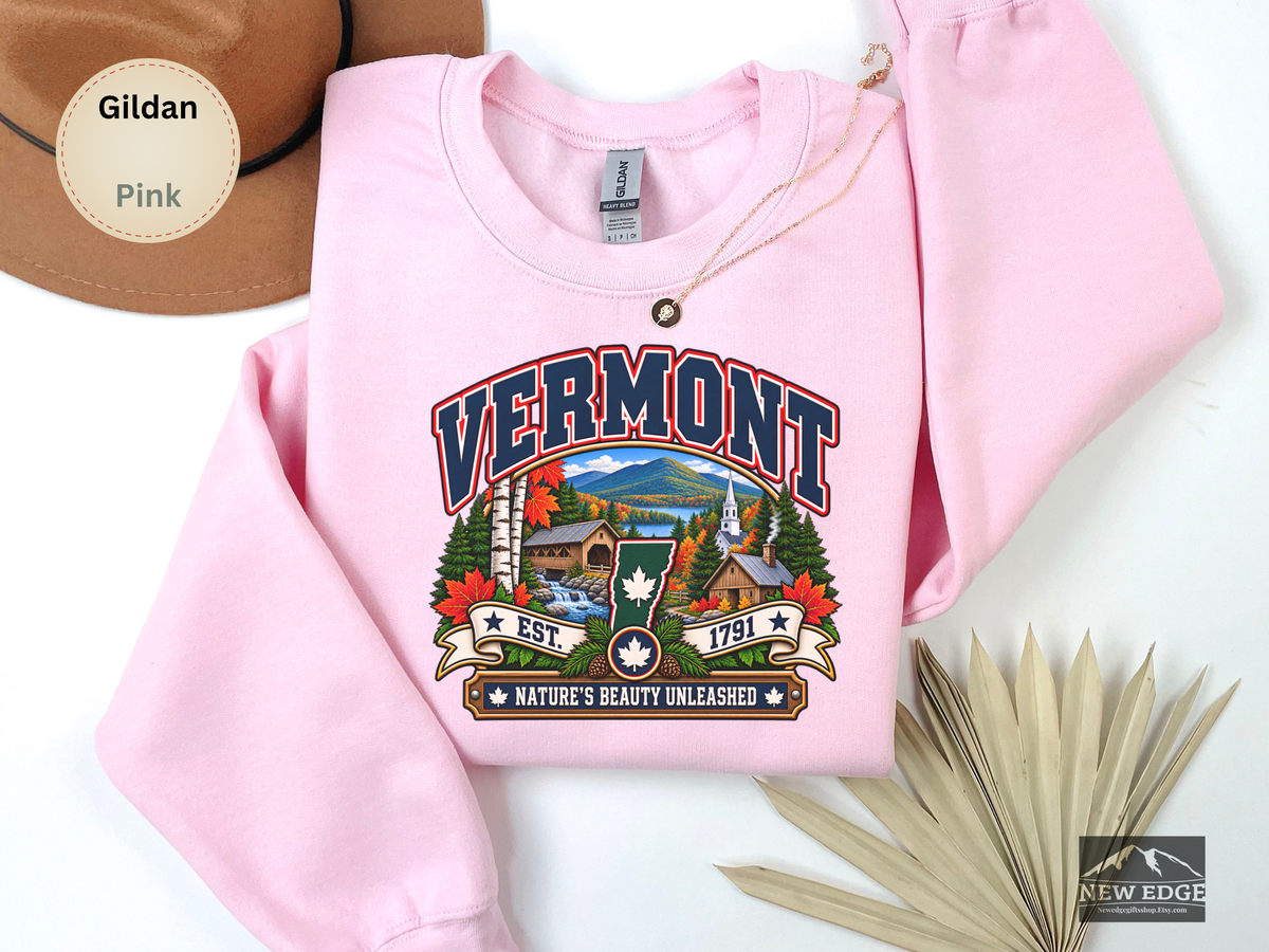 Vermont State Sweatshirt, Natures Beauty Unleashed Gildan 18000 Crewneck, Vintage New England Mountain Pride