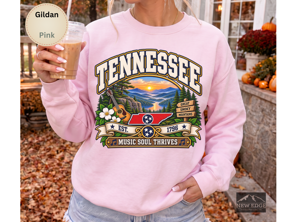 Tennessee Great Smoky Mountains Sweatshirt, Vintage Scenic Gildan 18000 Crewneck, Music Soul State Pride