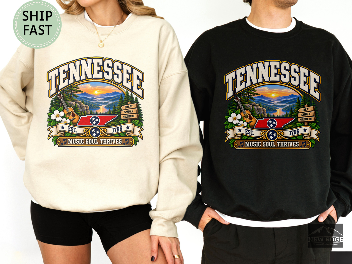 Tennessee Great Smoky Mountains Sweatshirt, Vintage Scenic Gildan 18000 Crewneck, Music Soul State Pride