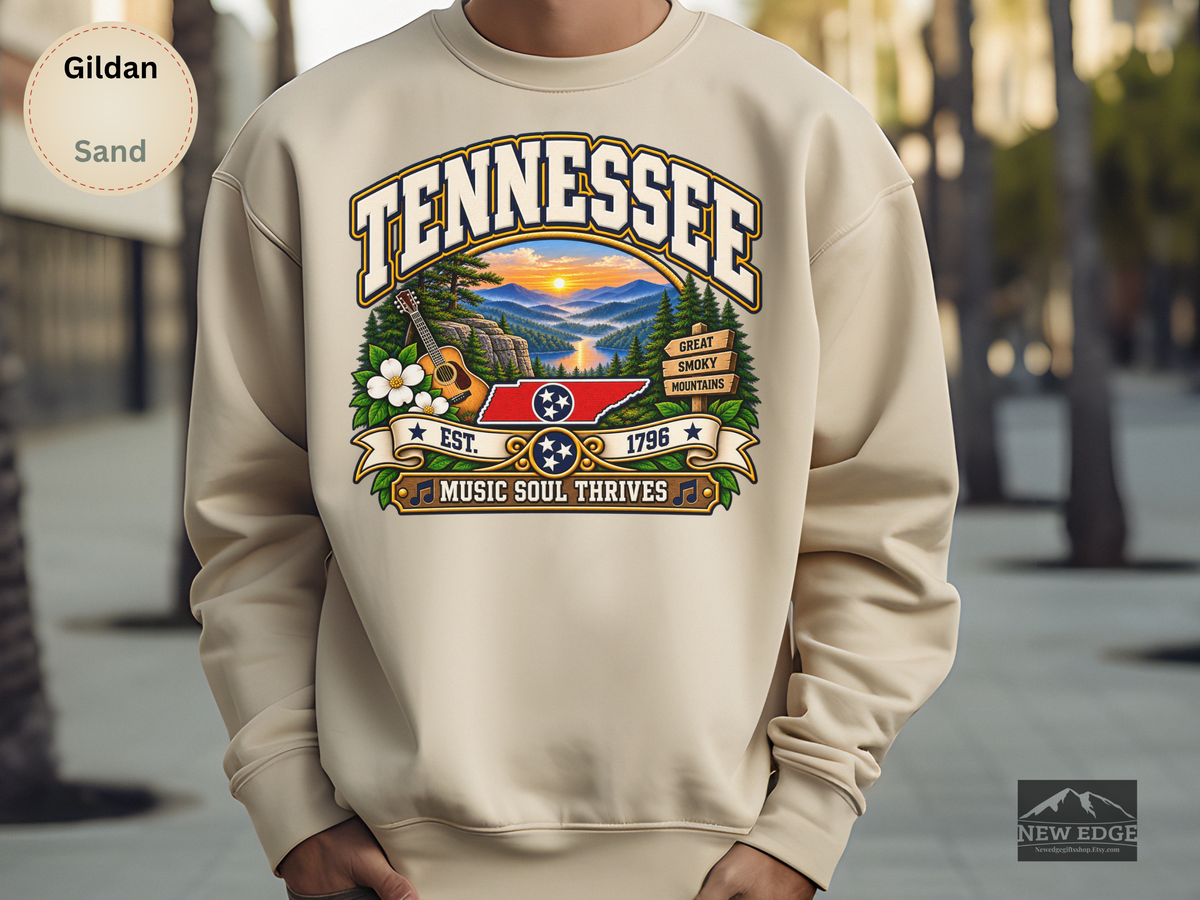 Tennessee Great Smoky Mountains Sweatshirt, Vintage Scenic Gildan 18000 Crewneck, Music Soul State Pride