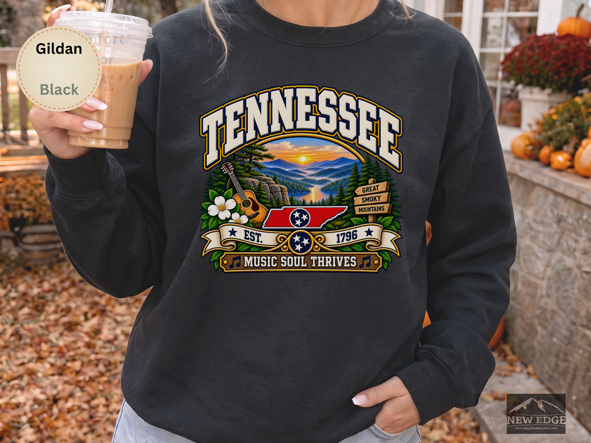 Tennessee Great Smoky Mountains Sweatshirt, Vintage Scenic Gildan 18000 Crewneck, Music Soul State Pride