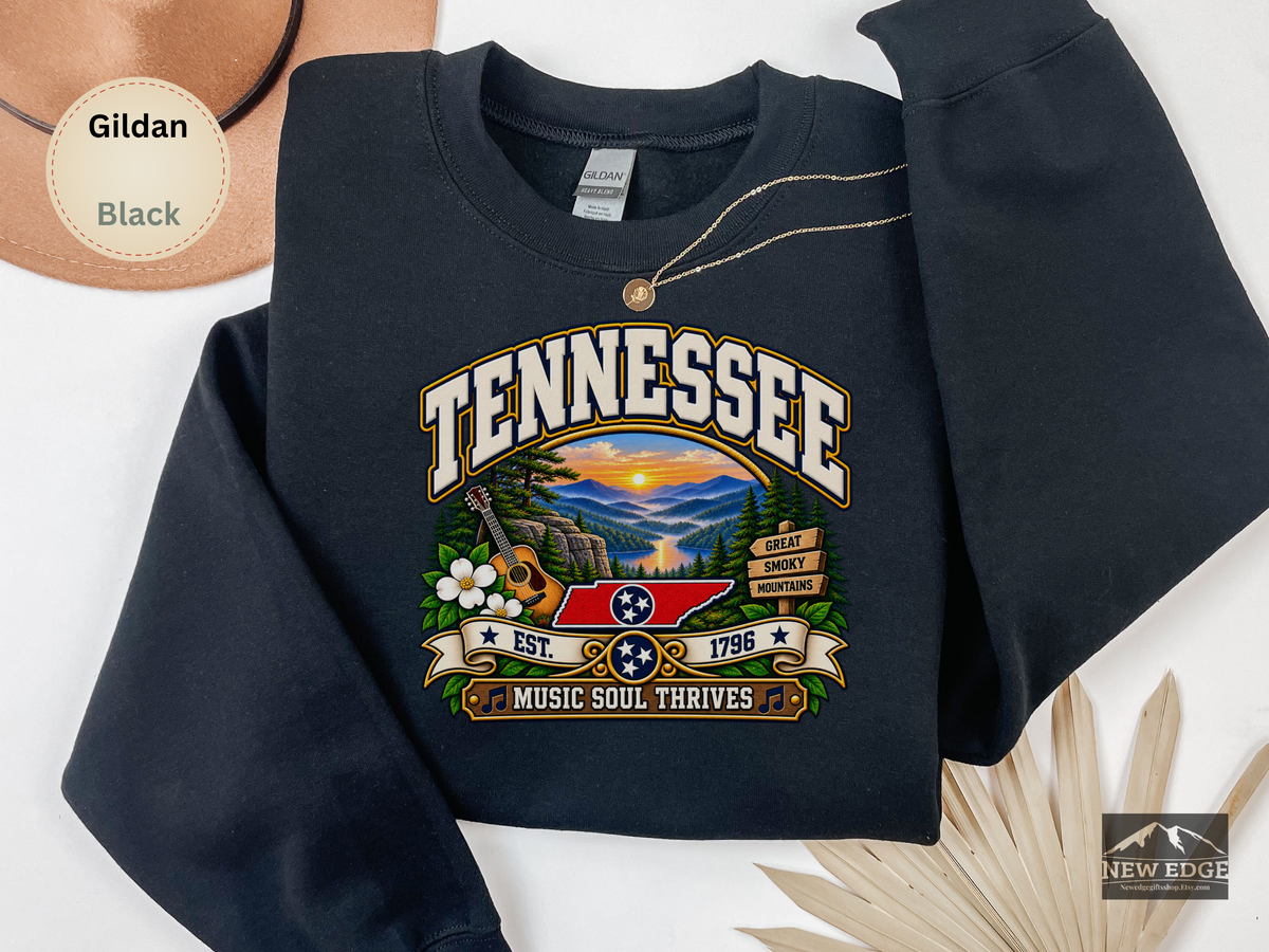 Tennessee Great Smoky Mountains Sweatshirt, Vintage Scenic Gildan 18000 Crewneck, Music Soul State Pride