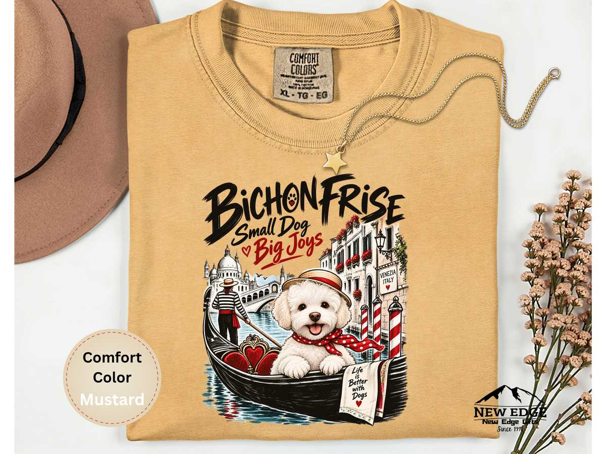 Bichon Frise Small Dog Big Joys Venice Adventure Comfort Colors T-Shirt